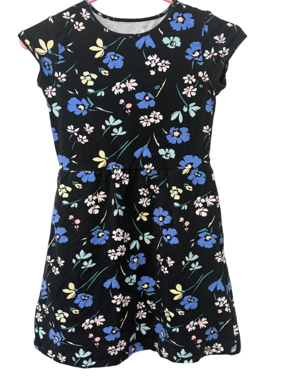 Rumi & Ryder Black Floral Fit-and-Flare Dress Short Girl’s Size 8-10